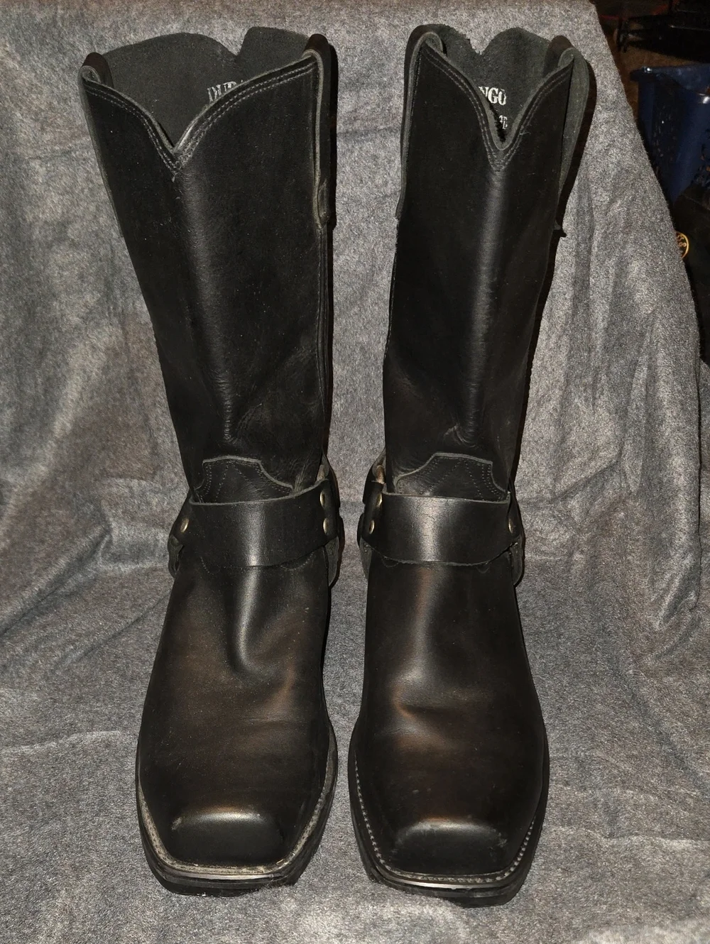 Durango Men's Black Leather Harness Biker Boots Square Toe Size 13 D